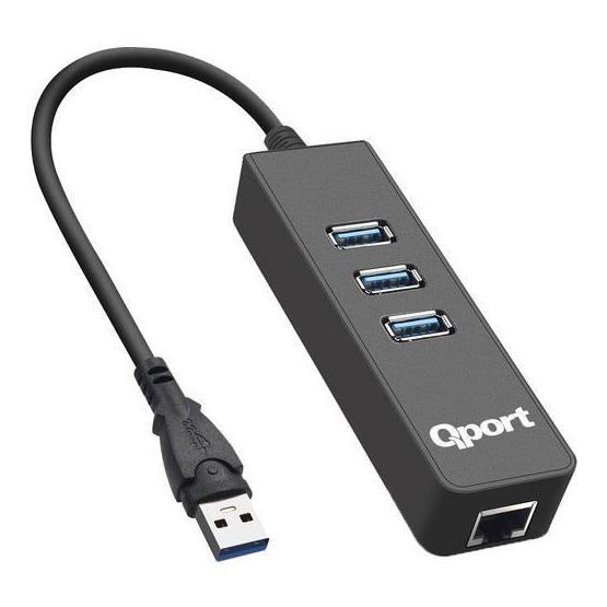 Qport Q-U3G 3xUSB 3.0 Çoklayıcı + Gigabit Ethernet Adaptör