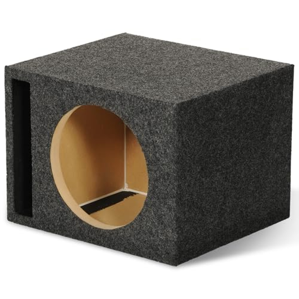 QPower Dual Vented 12-Inch Single Audio Subwoofer Enclosure Box, QBASS, Charcoal