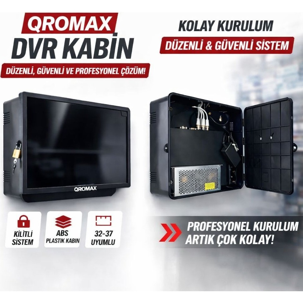 qromax Dvr / Nvr Cctv Rack Kabinet ve Monitör Asma Kutusu 1u 19 '' W 40 H 32 D 11 Monitör Fiyatı