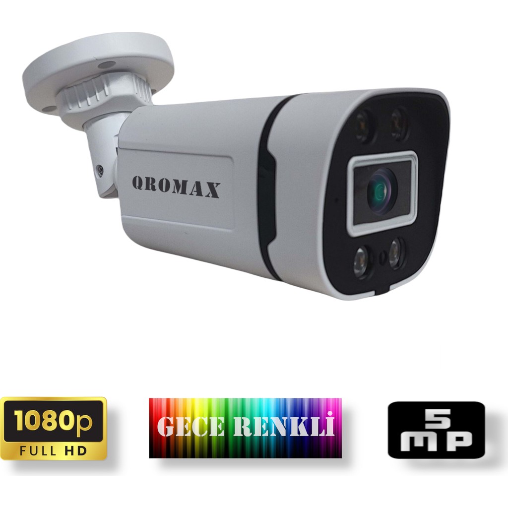Qromax Gece Renkli Gösteren FullHD 5Mp Lensli 4 Ultra Warm Ledli Güvenlik Kamerasi 604W Diğer Fiyatı