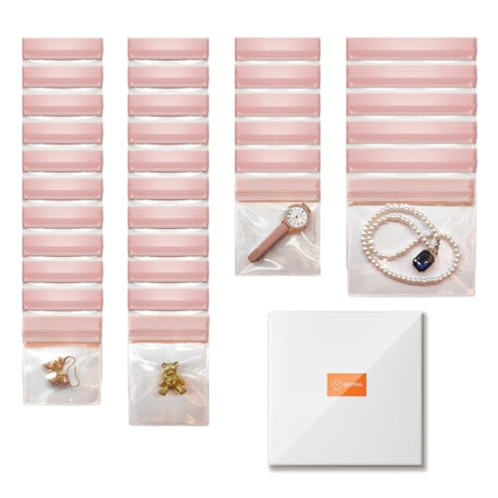 Qryval EVA Anti Tarnish Jewelry Bags Storage, Small Clear Plastic Jewelry Pouches Organizer for Gold Silver Ring Earing Chain Bracelet, Jelly-Like Softness, No Yellowing, No Odors, 30 PCS Mixed Sizes