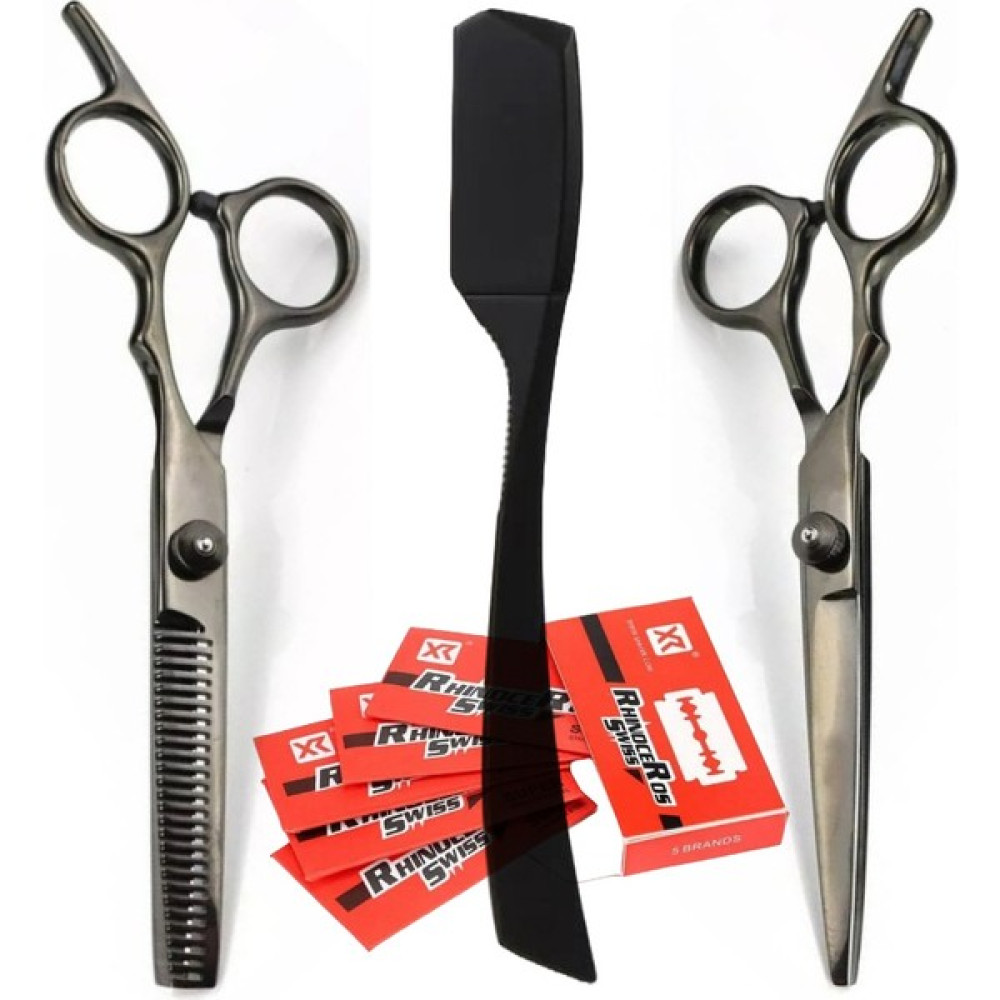 Qualis M8 Kesme + Inceltme Makas Set -6inç/15 Cm + U7 Full Metal Ustura + 5 Adet Yaprak Jilet Saç Fırçası ve Tarağı Fiyatı