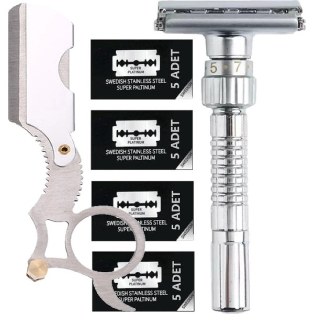 Qualis Shave Q8 Ayarlanabilir Manuel Tıraş Makinesi + U4 Full Metal Ustura + 20'li Platinum Yaprak Jilet Tıraş Makineleri Fiyatı