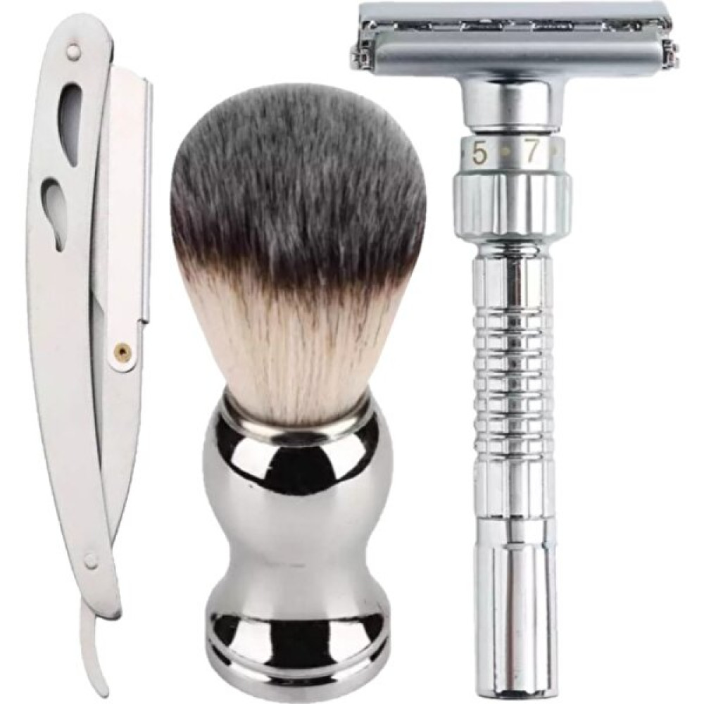 Qualis Shave Q8 Full Metal Tıraş Makinesi + F10 Tıraş Fırça + U3 Full Metal Ustura - Manuel Tıraş Makinesi Tıraş Makineleri Fiyatı