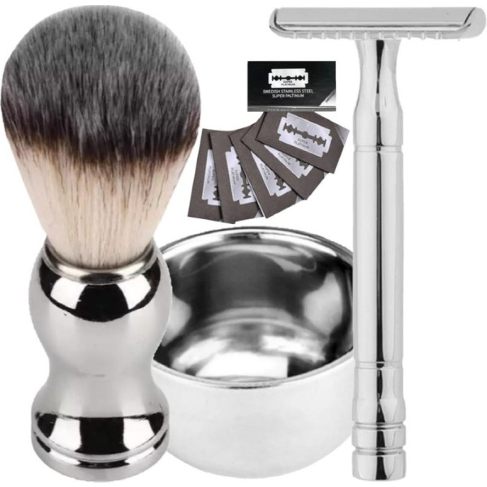 Qualis Shave S6 Full Metal Manuel Tıraş Makinesi + F10 Tıraş Fırça + Kase + 5 Adet Platinum Yaprak Jilet Tıraş Makineleri Fiyatı