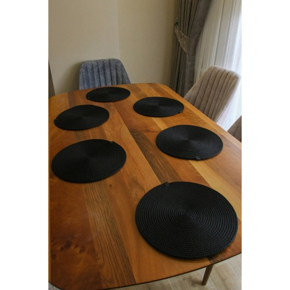 Quality 6 Adet Amerikan Servis Runner Supla Sunum Takımı Pamuk Hasır Salon Sehpa Mutfak Masa Örtüsü - Siyah - 33 x 33 cm Amerikan Servis Fiyatı