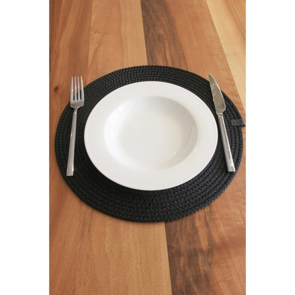 Quality Amerikan Servis Runner Supla Sunum Takımı Pamuk Hasır Salon Sehpa Mutfak Masa Örtüsü - Siyah - 33 x 33 cm Amerikan Servis Fiyatı