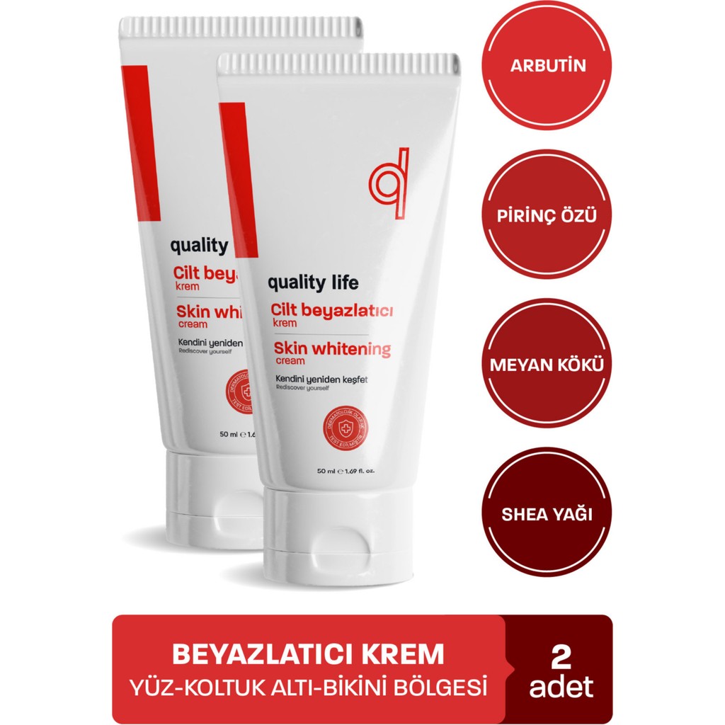 Quality Life 2 Adet Genital Bölge Beyazlatıcı - Koltuk Altı - Cilt Ten - Kararmalar İçin Beyazlaştırıcı Krem Beyazlatma, Pirinç Özlü Koltuk Fiyatı