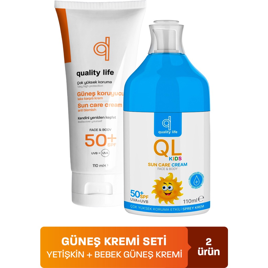 Quality Life Bebek ve Yetişkin Güneş Kremi Seti 50+ Faktör Leke Karşıtı 110 ml Güneş Kremleri ve Losyonları Fiyatı