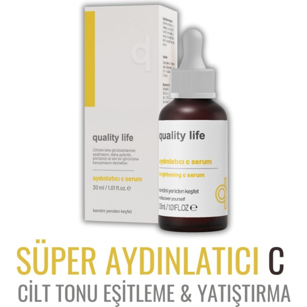 Quality Life C Vitamini Aydınlatıcı Cilt Tonu Eşitleyici Canlandırıcı Bakım Serumu Ascorbic Asit ( %10 C Serum ) Anti-Aging / Yaşlanma Karşıtı Fiyatı
