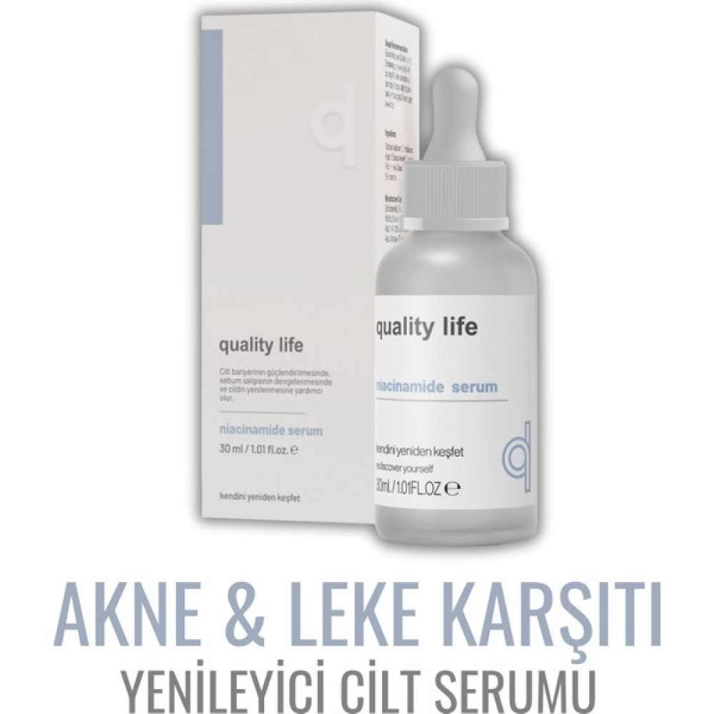 Quality Life Niacinamide Serum - Niacinamide 10% + Zinc 1% Cilt Yenileyici Leke Akne Sivilce Karşıtı Serum Anti-Aging / Yaşlanma Karşıtı Fiyatı