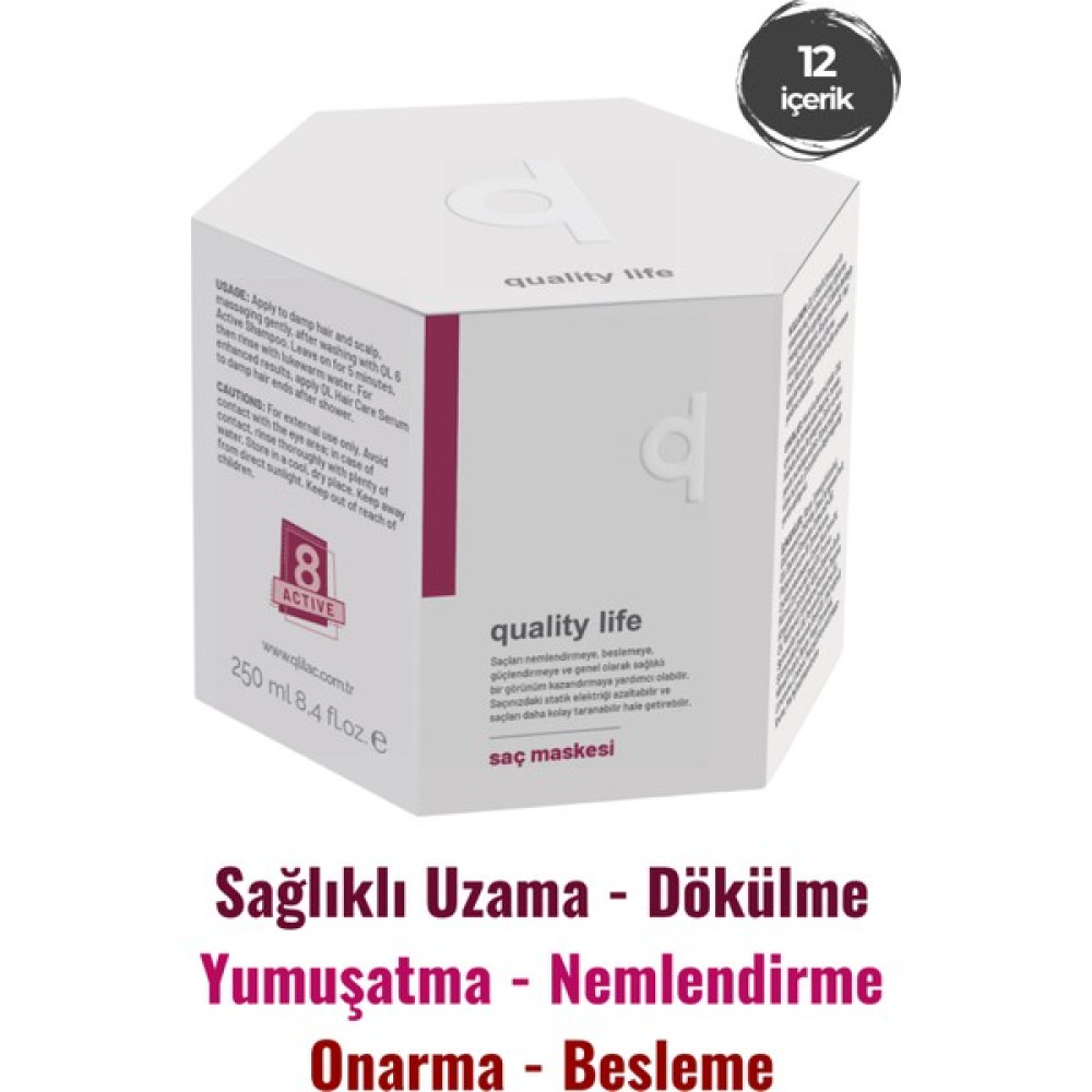 Quality Life Ql 8 Aktifli Saç Maskesi - Besleyici Onarıcı Nemlendirici Aşırı Yıpranmış Saçlar Saç Uzatma Maskesi Saç Bakım Maskeleri & Serumlar & Spreyler Fiyatı