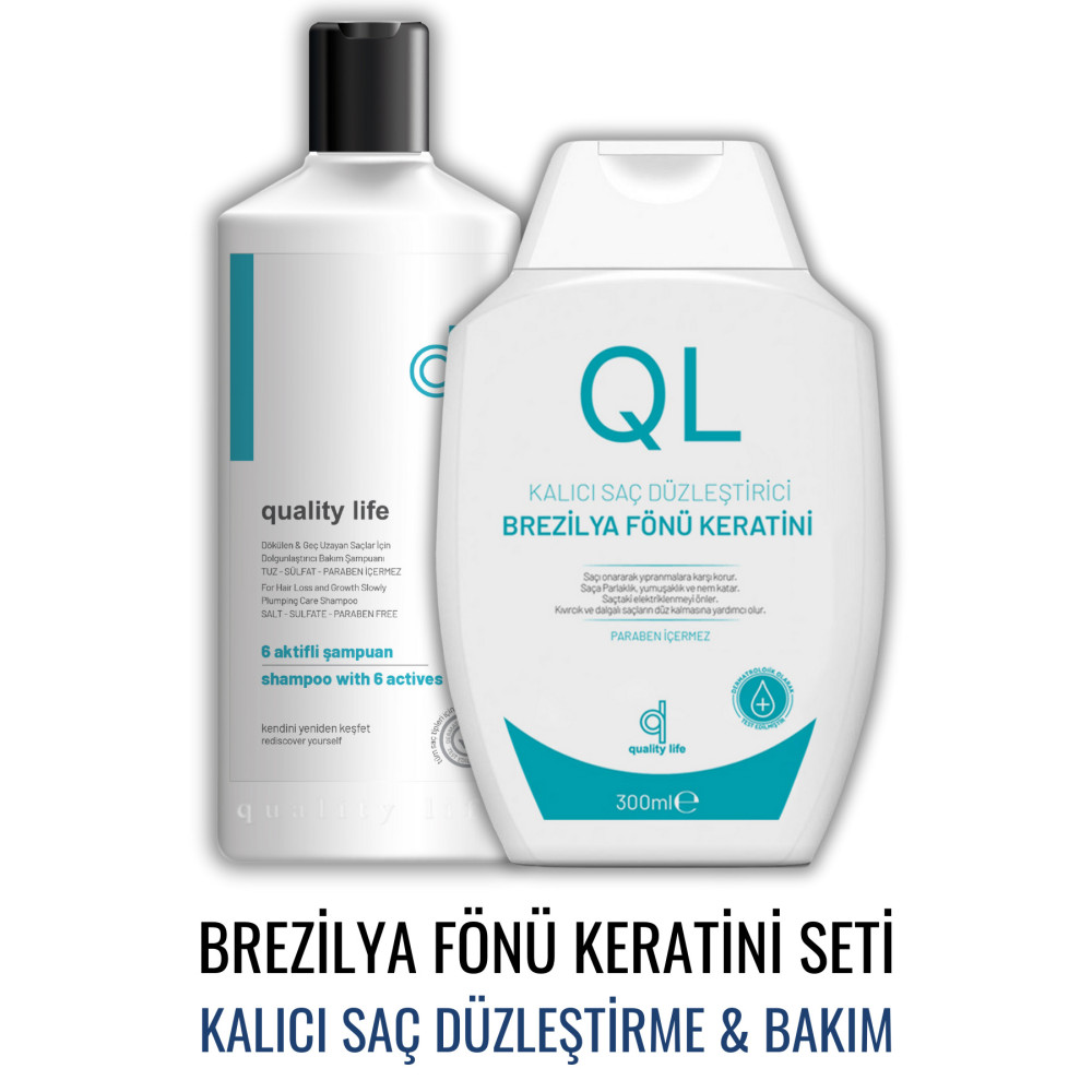 Quality Life Ql Brezilya Fönü Keratini Seti (TUZSUZ ŞAMPUAN BREZİLYA KERATİNİ) Kalıcı Saç Düzleştirici Bakımı Saç Bakımı Fiyatı