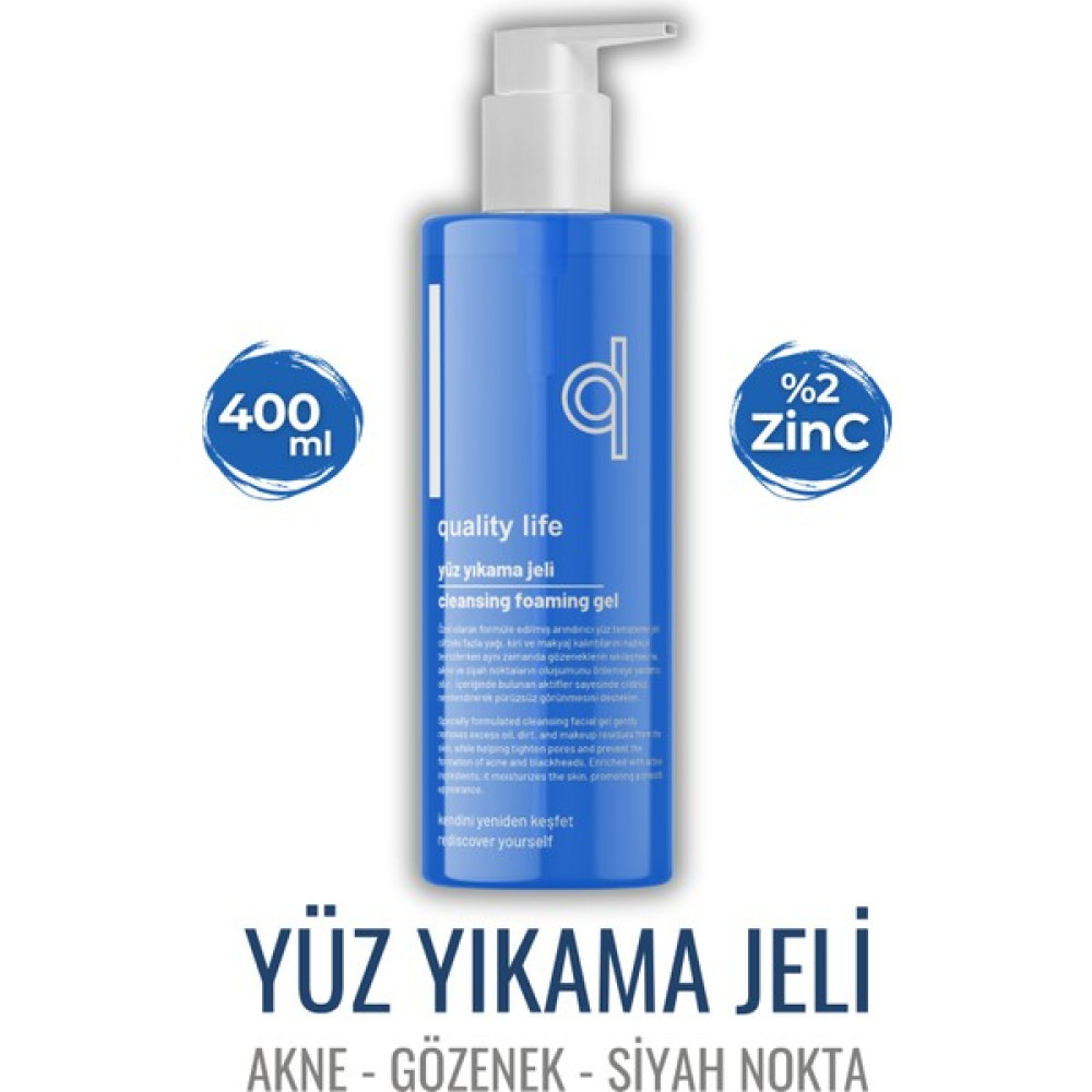 Quality Life Yüz Yıkama Jeli 400 ml Yağlı Karma Ciltler Için Akne Siyah Nokta Gözenek Küçültme Makyaj Temizleme Cilt Temizleme ve Peeling Fiyatı