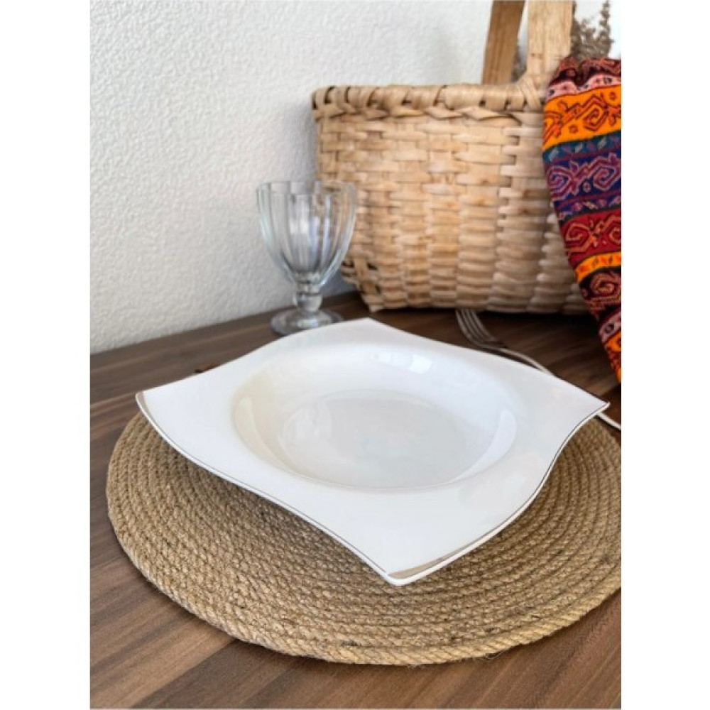 Qualitysm Amerikan Hasır Servis Runner Supla Örme Bambu 1. Kalite Örgü Tabak Tava Tencere Altlığı Yanmaz - Kahverengi - 33 x 33 cm Amerikan Servis Fiyatı