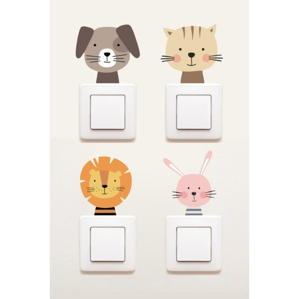 Quart Aksesuar 4 Adet Hayvanlar Alemi Çocuk Odası Priz Sticker Duvar Sticker 011 Duvar Stickerı Fiyatı