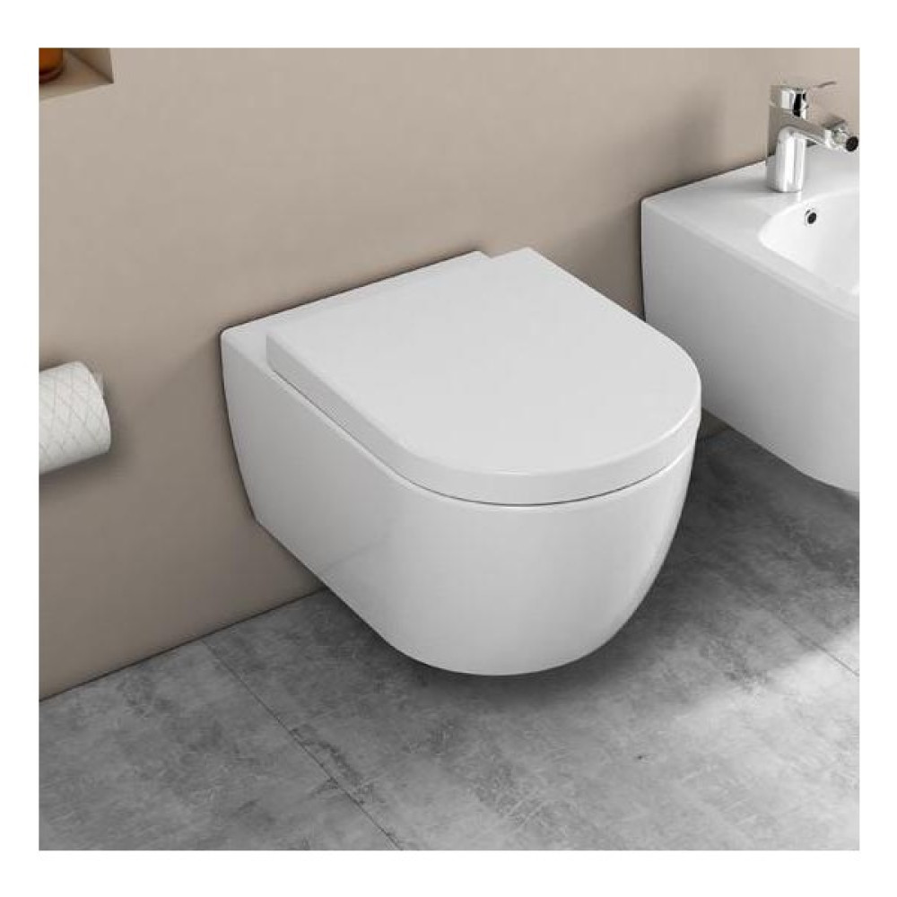 Quarter Bath Deep Rimless Asma Klozet + Yavaş Kapanan Kapak Set - Beyaz Klozet Fiyatı