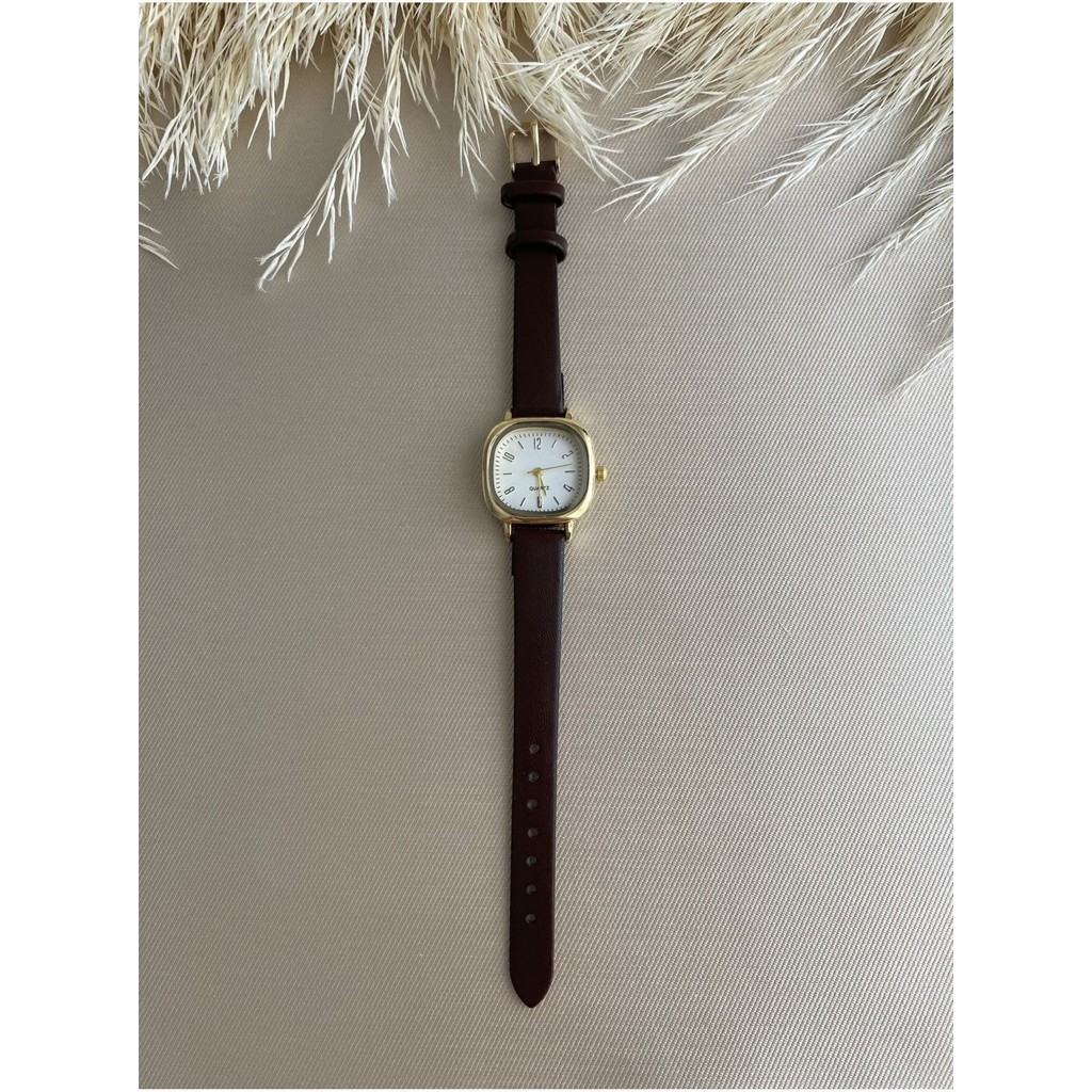 Quartz Retro Minimal Vintage Deri Kordon Kadın Kol Saati - Kahverengi Diğer Fiyatı