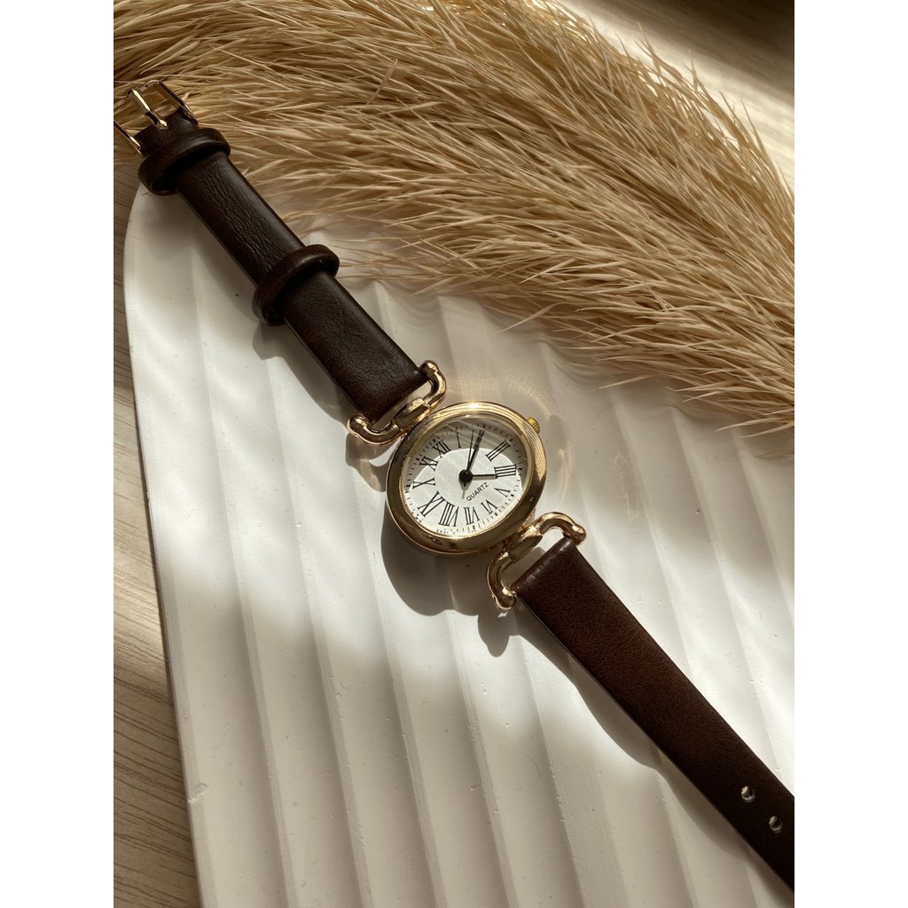 Quartz Retro Minimal Vintage Deri Kordon Kadın Kol Saati Kelebek Model - Kahverengi Diğer Fiyatı