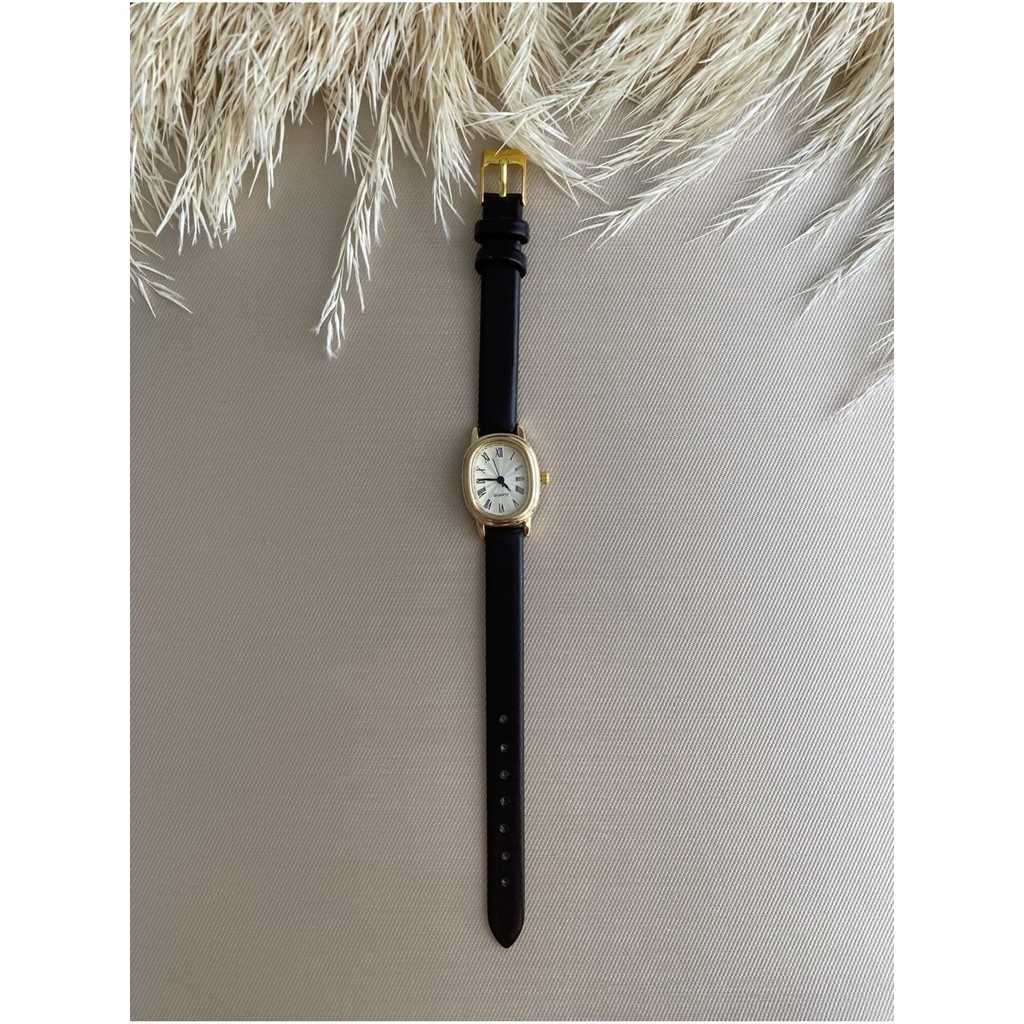 Quartz Retro Minimal Vintage Deri Kordon Kadın Kol Saati - Koyu Kahverengi Diğer Fiyatı