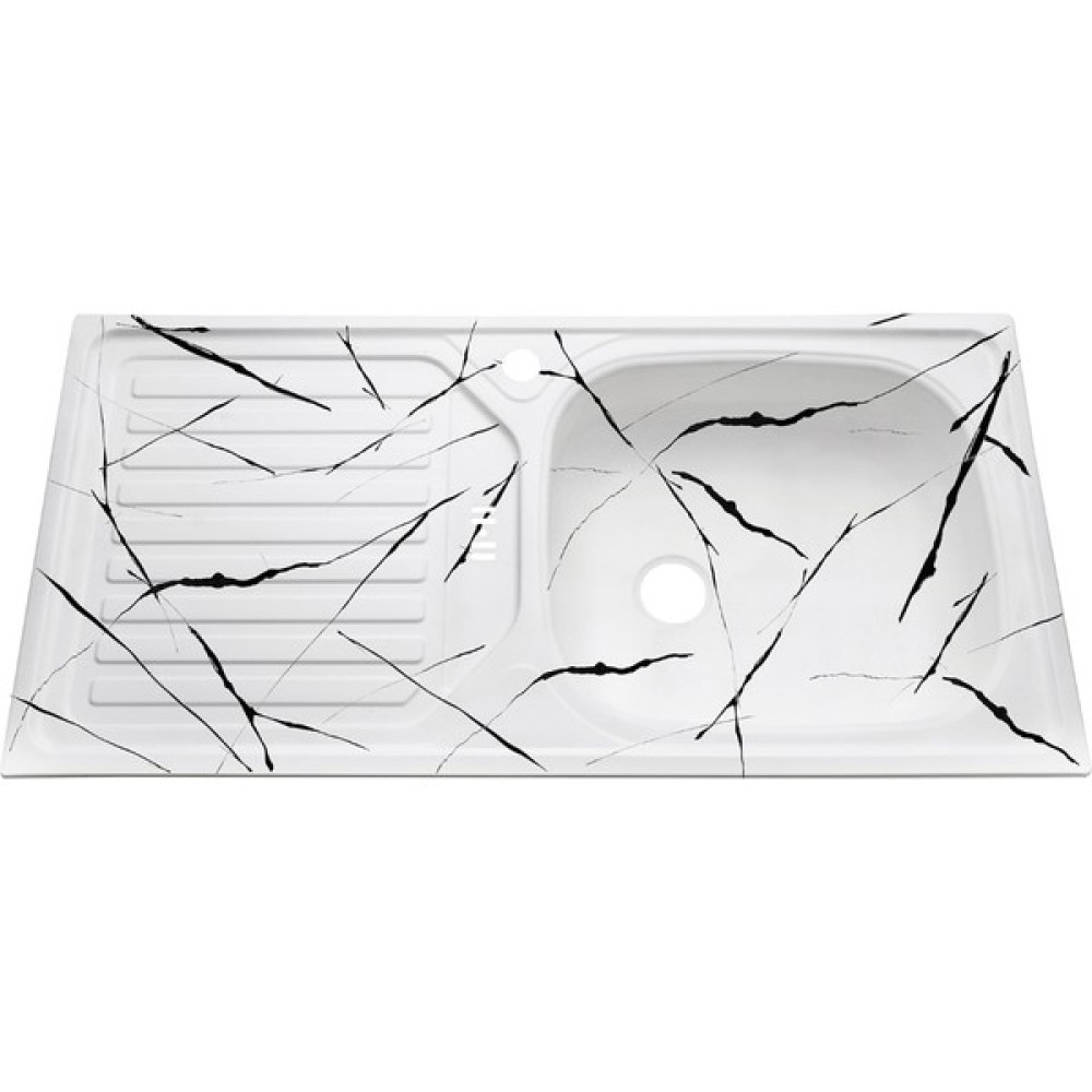 Quasar Beyaz Eviye Siyah Desenli 43,5X86CM Sol Damlalıklı, Paslanmaz Çelik - Beyaz - Siyah Oto Boyaları Fiyatı