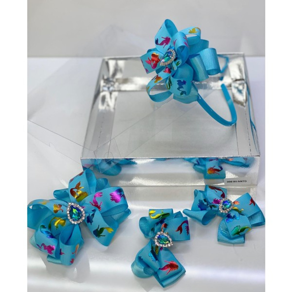 Queen Accessories Mavi 4'lü Kristal Taşlı Deniz Kızı Desenli Anne Kız Bebek Kombin Taç Toka Seti Toka, Taç & Saç Bandı Fiyatı