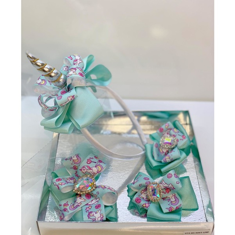 Queen Accessories Mint 4'lü Kristal Taşlı Unicornlu Anne Kız Bebek Kombin Taç Toka Seti Toka, Taç & Saç Bandı Fiyatı