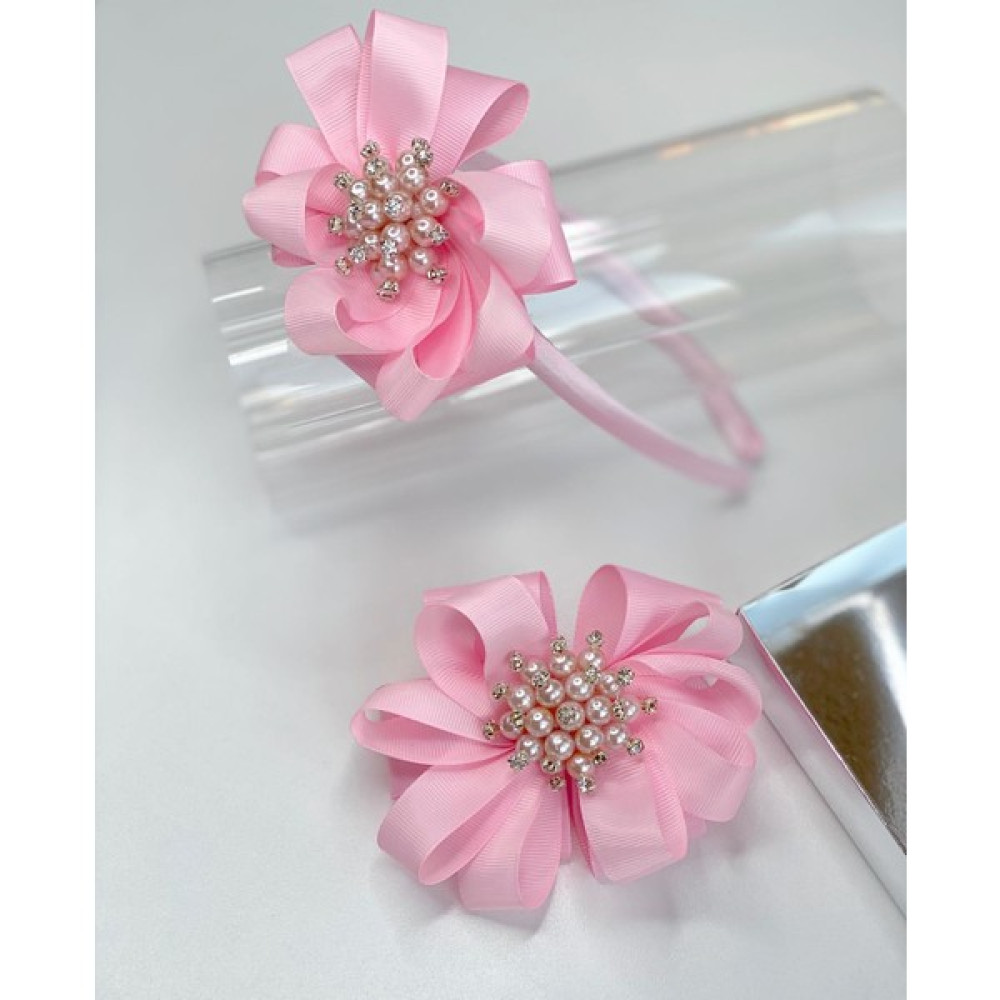 Queen Accessories Pembe 2'li Inci Taş Broşlu Anne Kız Çocuk Bebek Kombin Saten Taç Toka Seti Toka, Taç & Saç Bandı Fiyatı