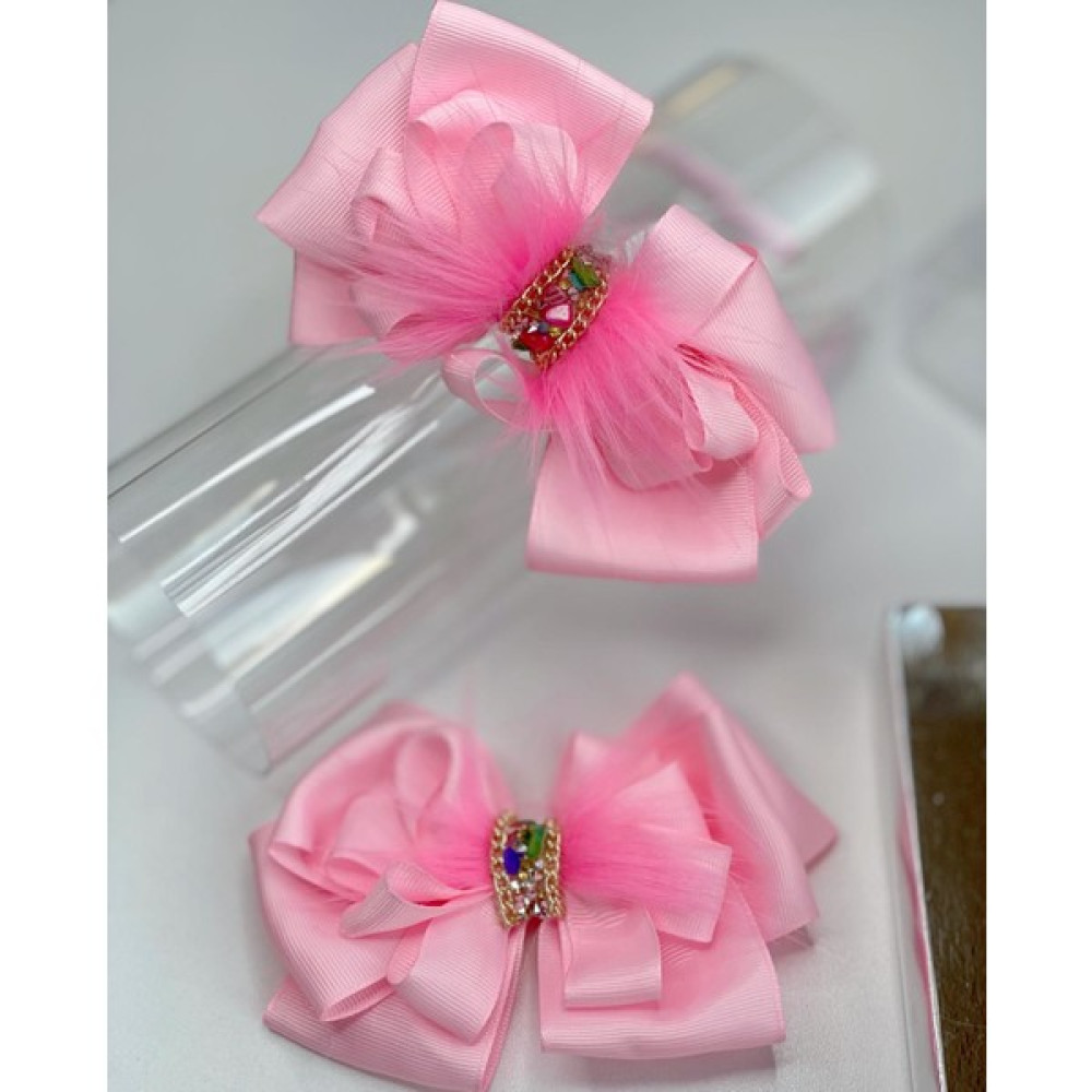 Queen Accessories Pembe 2'li Şerit Taşlı Anne Kız Çocuk Bebek Kombin Saten Taç Toka Seti Toka, Taç & Saç Bandı Fiyatı