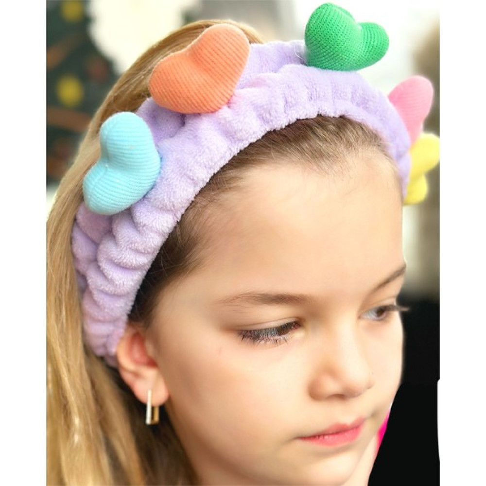 Queen Aksesuar Moda Peluş Oyuncak 3D Kalpli Bebek Çocuk Kadın Makyaj Bandana Saç Bantı Lastikli Lila Mor Bebek Saç Bandı Fiyatı