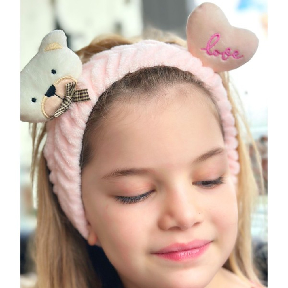 Queen Aksesuar Moda Peluş Oyuncak Ayı Kalp 3D Oyuncaklı Bebek Çocuk Kadın Makyaj Bandana Saç Bantı Lastikli Pembe Bebek Saç Bandı Fiyatı