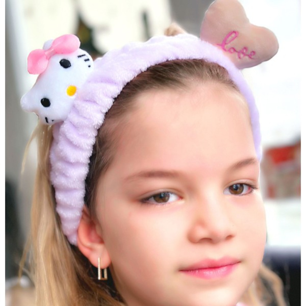 Queen Aksesuar Moda Peluş Oyuncak Hello Kitty Kedi 3D Bebek Çocuk Kadın Makyaj Bandana Saç Bantı Lastikli Lila Mor Bebek Saç Bandı Fiyatı