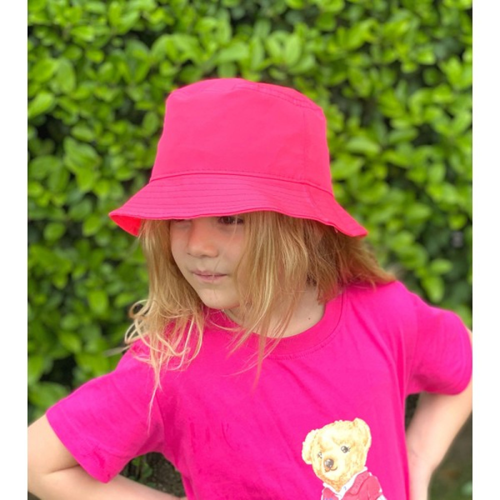 Queen Aksesuar Parlak Neon Pembe Balıkçı Bucket Çocuk Şapkası Uv Korumalı Çocuk Kulaklığı Fiyatı