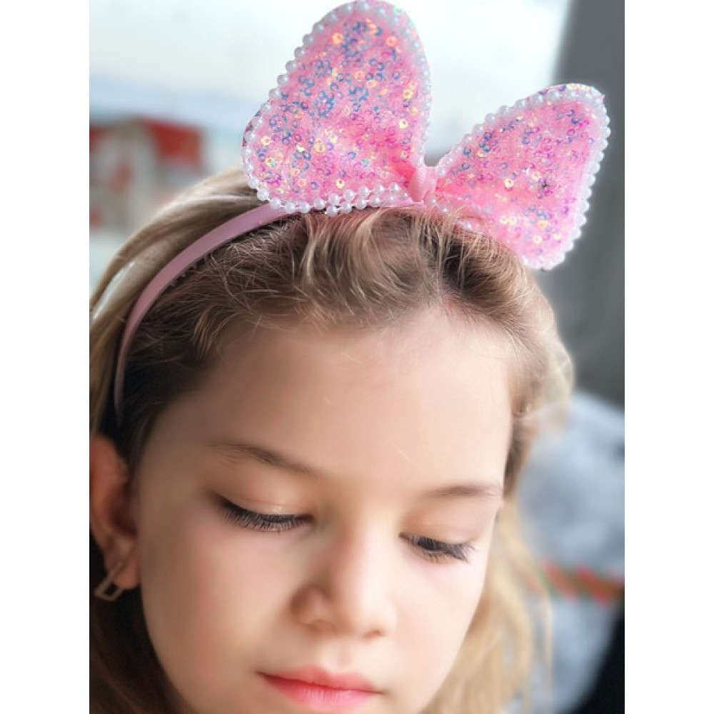 Queen Aksesuar Trend Parlak Hologram Yanar Döner Pullu Büyük Fiyonklu Incili Minnie Mouse Taç Pembe Toka, Taç & Saç Bandı Fiyatı