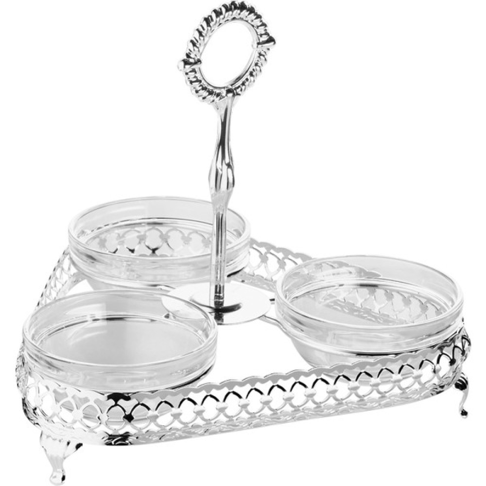 Queen Anne 3'lü Çerez Seti Baharatlık Çerezlik Gümüş Kaplama Cam Ingiliz Sofra Ürünü 22CM Mutfak Gereçleri Fiyatı