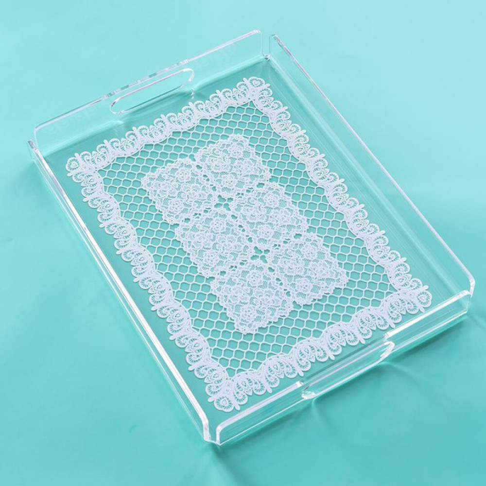 Queen Bee İstanbul Dantel Desenli Pleksi Tepsi 40CM x 30CM Servis Tepsisi Fiyatı