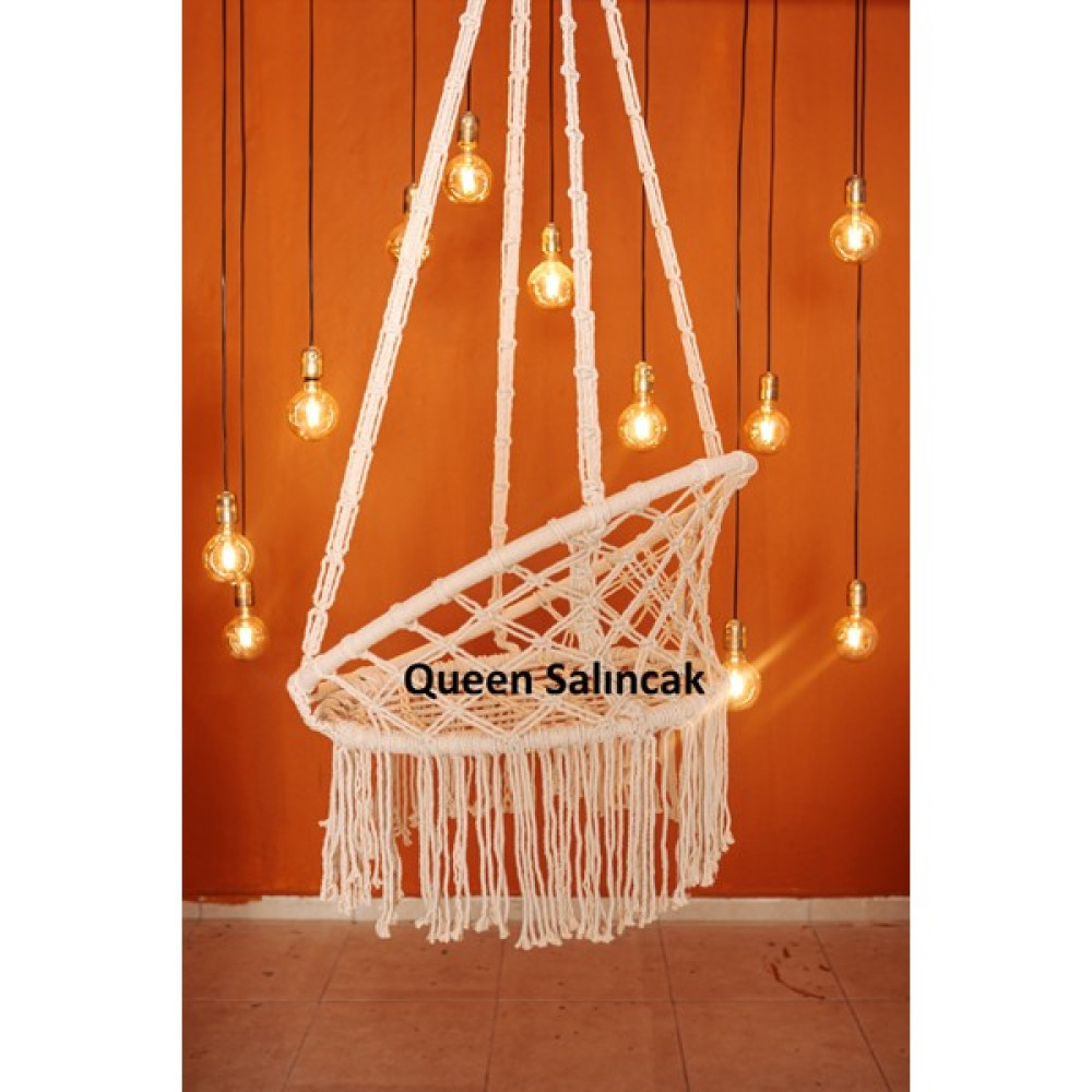 Queen Salıncak Makrome Salıncak Princess Model - Krem Bahçe Salıncağı Fiyatı