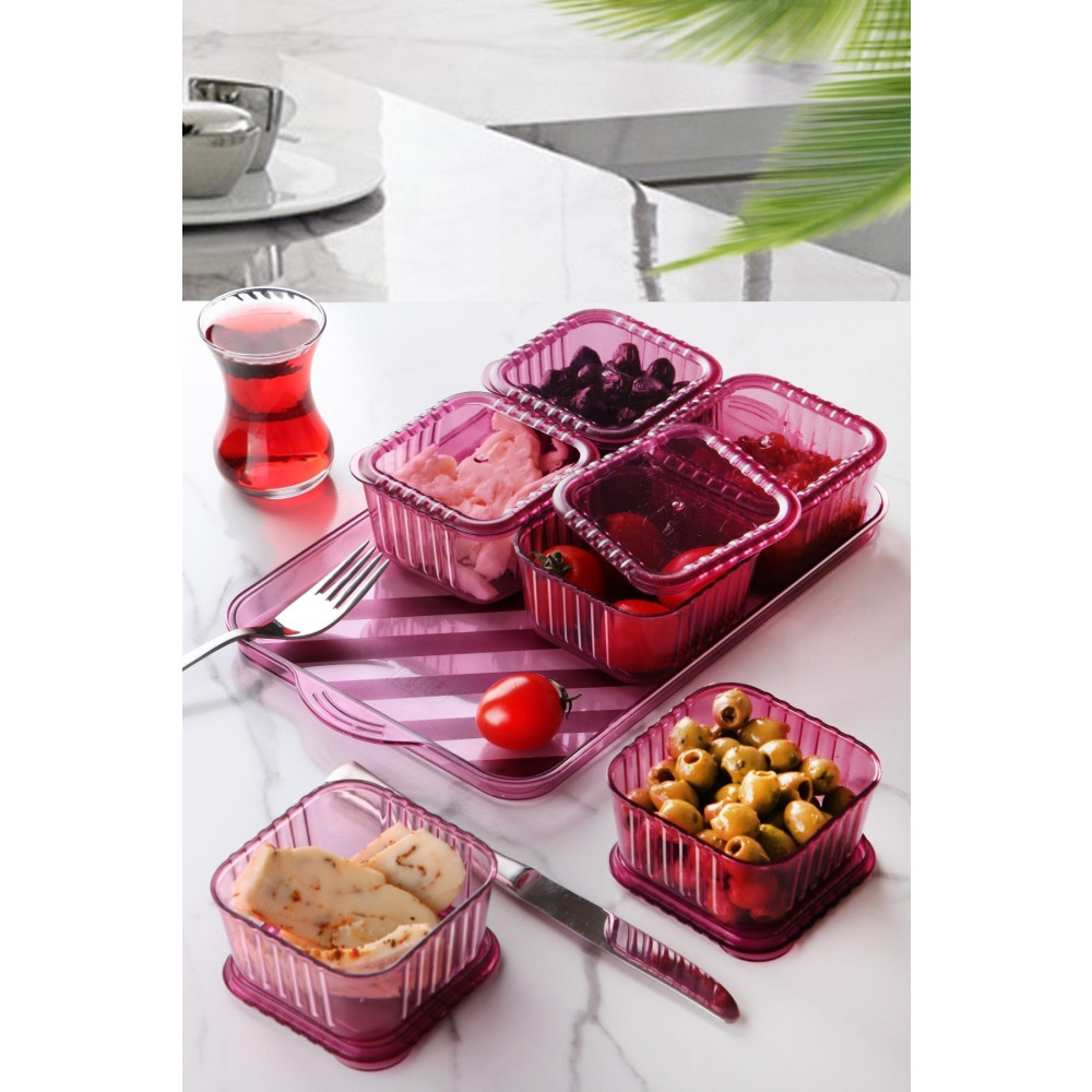 Queen’s Kitchen Tepsili Lüx 6 Bölmeli Kahvaltılık Seti Saklama Kapları Fiyatı