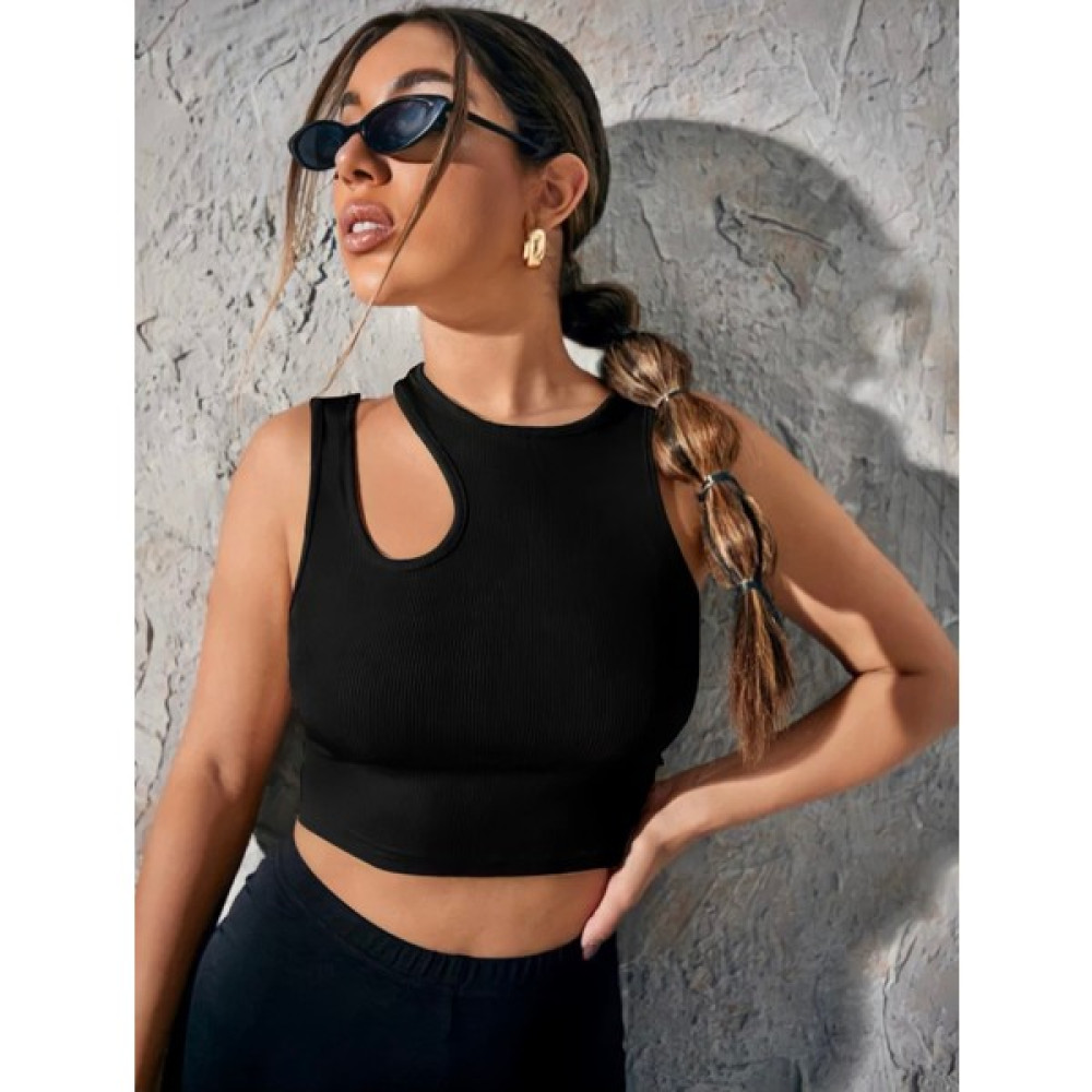 Quella Atelier Kadın Siyah Damla Pencere Omuz Detay Crop Bluz Fiyatı