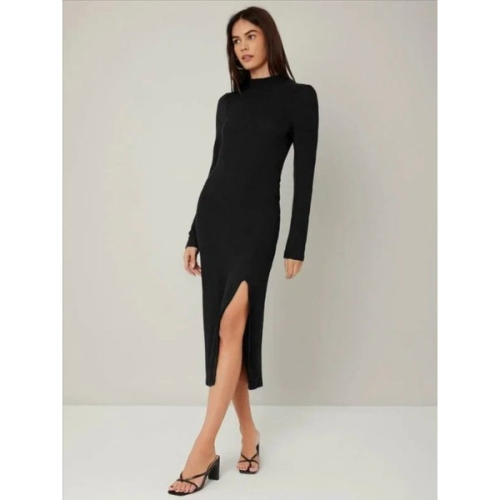 Quella Atelier Siyah Yırtmaçlı Yarım Balıkçı Uzun Kollu Bodycon Elbise10 Elbise Fiyatı