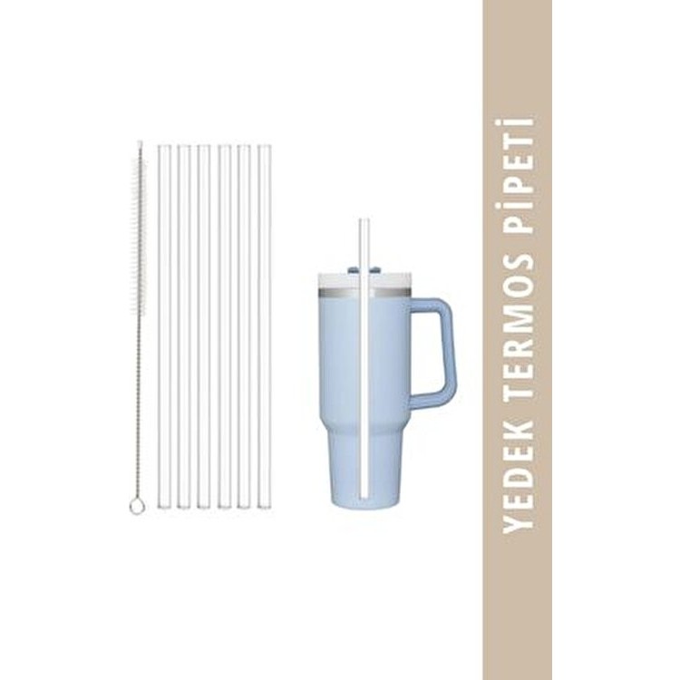 Quencher Termos Uyumlu 6 Adet Yedek Pipet ve Temizleme Fırçası - Beyaz Termoslar Fiyatı