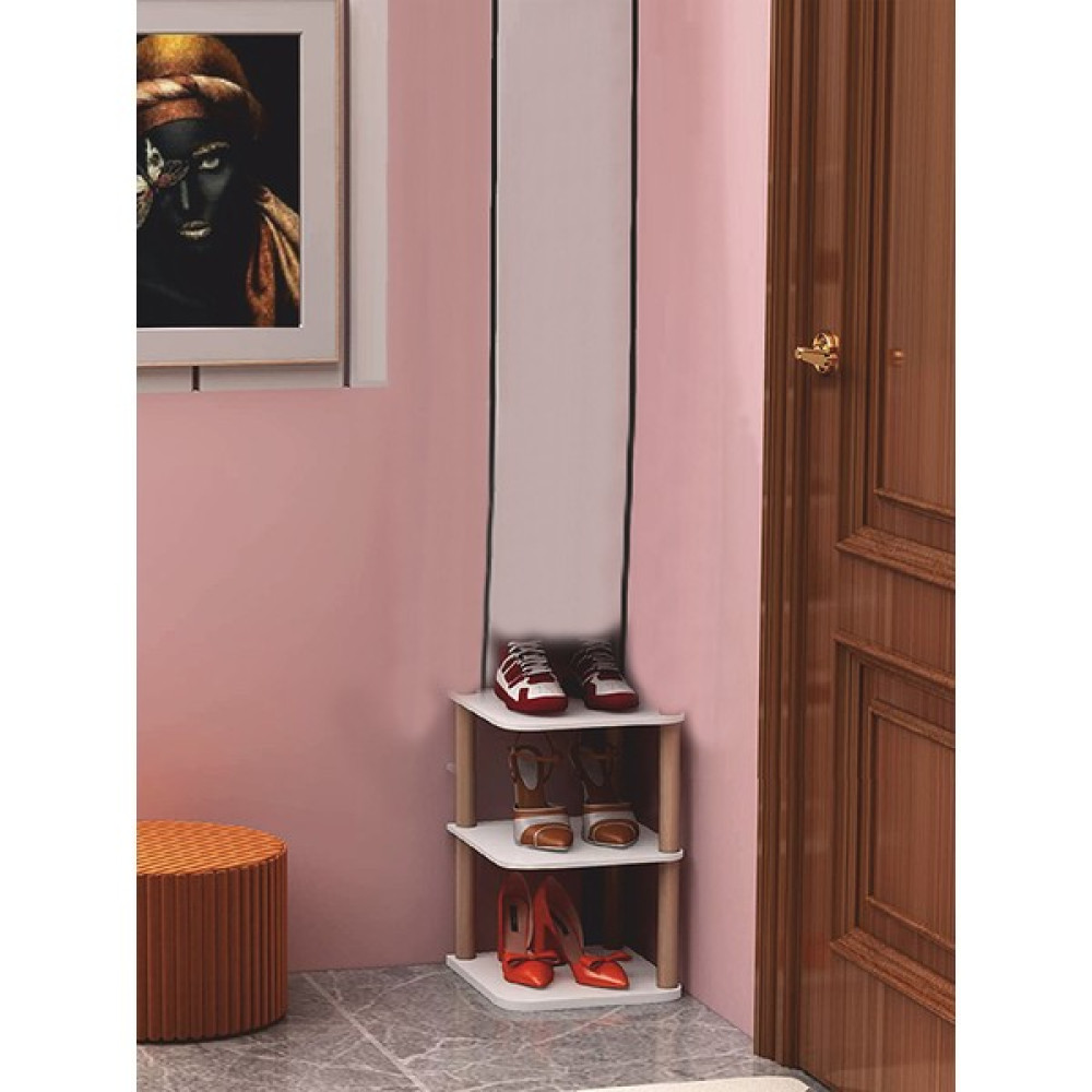 Quickbuy 3 Katlı Ayakkabılık Üç Bölmeli Ayakkabı Organizeri Dekoratif Ayakkabı Rafı - Beyaz Ayakkabılık Fiyatı