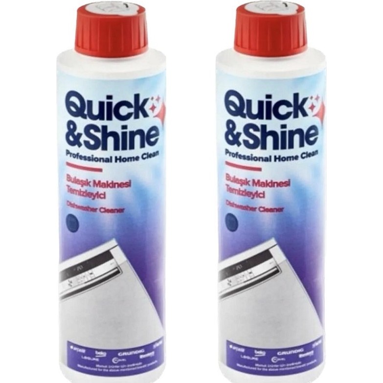 Quick&shine Bulaşık Makinesi Temizleyici 200 ml x 2 Güçlü Yağ ve Kireç Temizleme Özelliği - 1 Bulaşık Makineleri Fiyatı