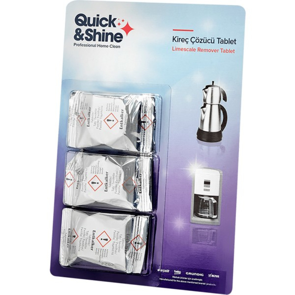 Quick&Shine Kireç Çözücü Tablet (1 Paket: 3 Adet) - 15 Yıkama Çamaşır Makinesi Ürünleri Fiyatı