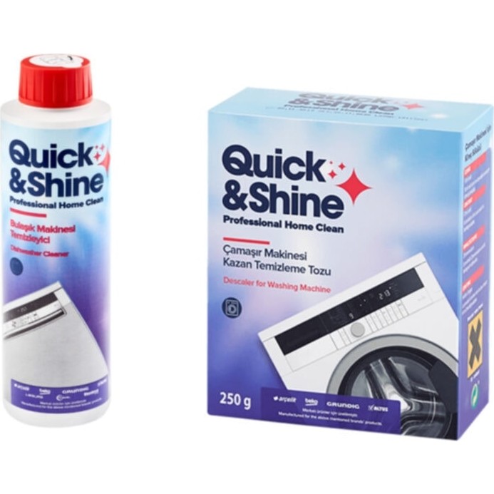Quick&Shine Süper 2'li Çamaşır Makinesi Kazan Temizleme x Bulaşık Makinesi Temizleme Sıvısı Temizlik 2'li Çamaşır Makineleri Fiyatı