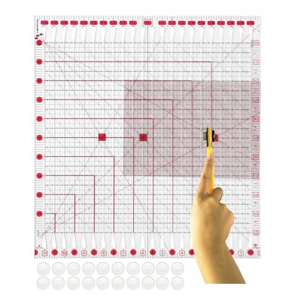Quilting Ruler for Precise Fabric Cutting 11.5" x 10.5" Quilt Rulers Quilting Sewing Tools Slotted Rulers for Accurate Measurements and Easy Cutting Fabrics Pink