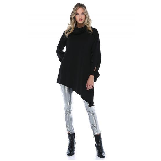 Quincey BD2427 Siyah Kol Detaylı Kadın Sweatshirt