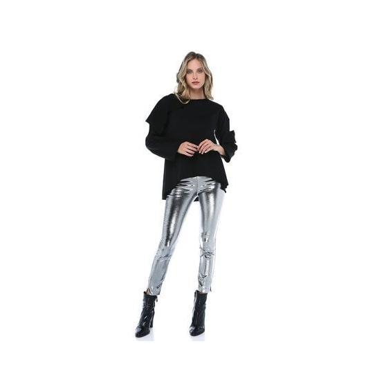 Quincey BD2431 Siyah Asimetrik Kadın Sweatshirt