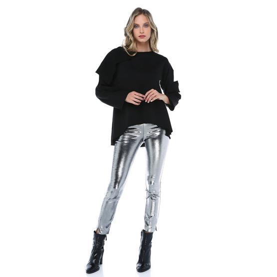 Quincey BD2431 Siyah Asimetrik Kadın Sweatshirt
