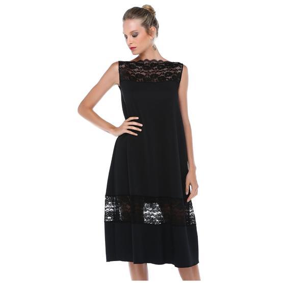 Quincey EB2644 Siyah Dantel Detaylı Scuba Elbise